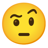 Лице с повдигната вежда - Noto Color Emoji