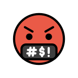 Лице със символи върху устата - OpenMoji