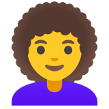 Жена: къдрава коса - Noto Color Emoji