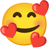 Усмихнато лице със сърца - Noto Color Emoji