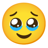 Лице, което сдържа сълзите си - Noto Color Emoji