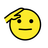 Козируващо лице - OpenMoji