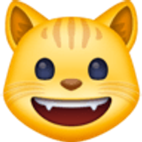 Усмихнато котешко лице с отворена уста - Facebook