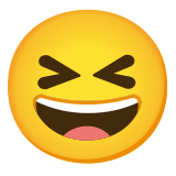 Широко усмихнато лице с присвити очи - Noto Color Emoji