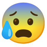 Лице с отворена уста и студена пот - Noto Color Emoji