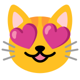 Усмихнато котешко лице с очи с форма на сърце - Noto Color Emoji