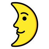 Луната в първа четвърт с лице - OpenMoji