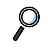 Наклонена надясно лупа - OpenMoji