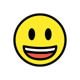 Широко усмихнато лице с големи очи - OpenMoji