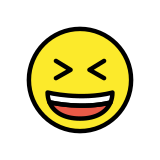 Широко усмихнато лице с присвити очи - OpenMoji