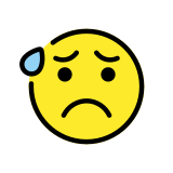 Лице с отворена уста и студена пот - OpenMoji