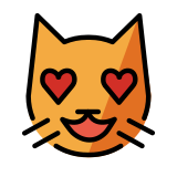 Усмихнато котешко лице с очи с форма на сърце - OpenMoji