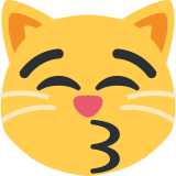 Целуващо котешко лице със затворени очи - Twitter / X