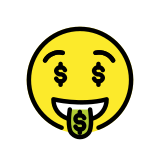 Лице с пари в устата - OpenMoji