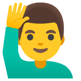 Щастлив мъж, вдигнал ръка - Noto Color Emoji