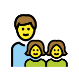 Семейство: мъж, момиче, момиче - OpenMoji
